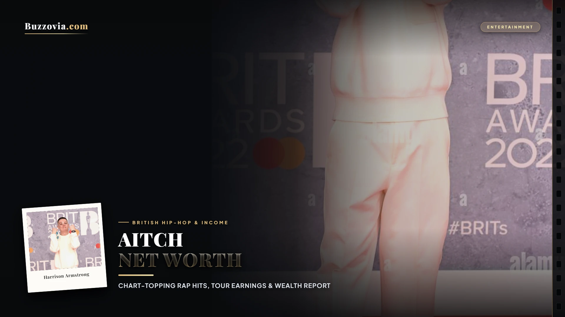 British rapper Aitch performing live on stage, illustrating his music career and net worth.