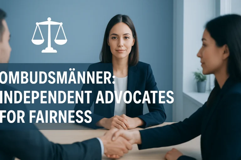 Professional ombudsmänner mediating between citizens and organizations to ensure fair treatment and justice for all parties involved