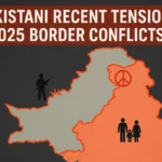 Pakistani recent tension map showing India and Afghanistan border conflicts with military zones highlighted in red