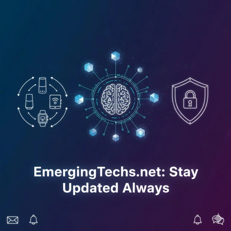 EmergingTechs.net stay updated always dashboard showing AI, blockchain, and IoT technology news updates for professionals