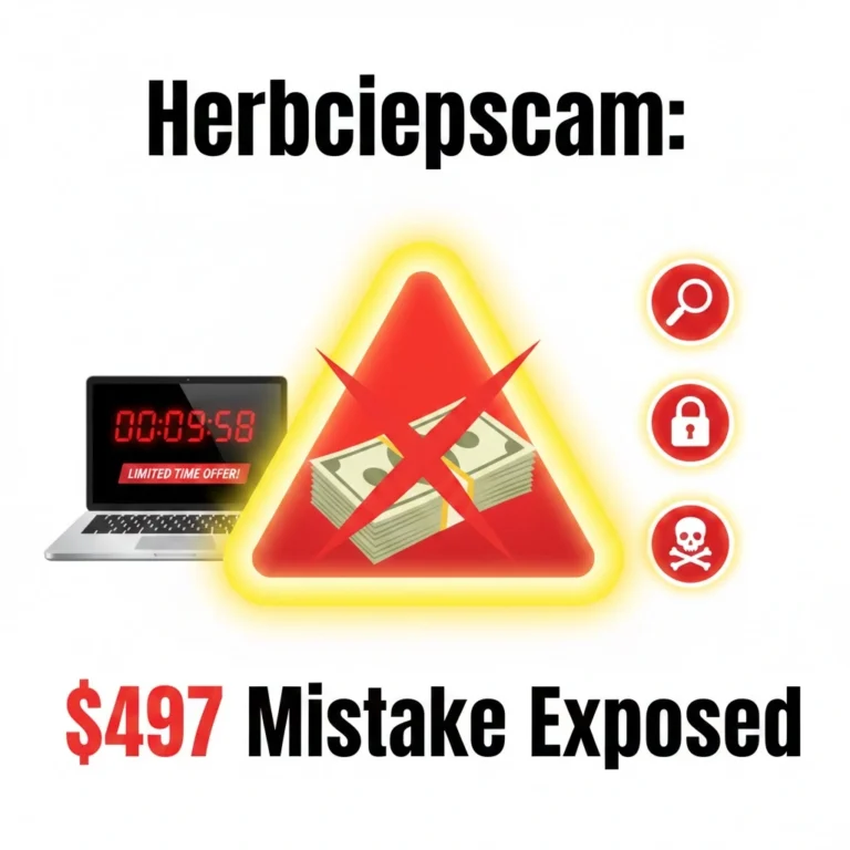 Herbciepscam exposed showing warning signs of IEP program scam with red flags and dollar symbols