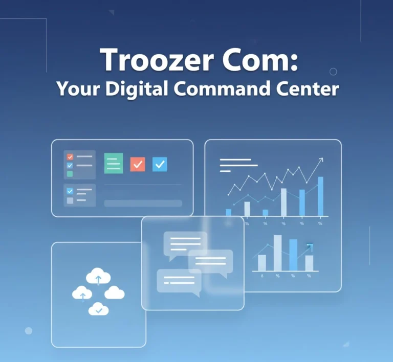 Troozer Com unified dashboard showing project management, cloud storage, and e-commerce tools in one platform