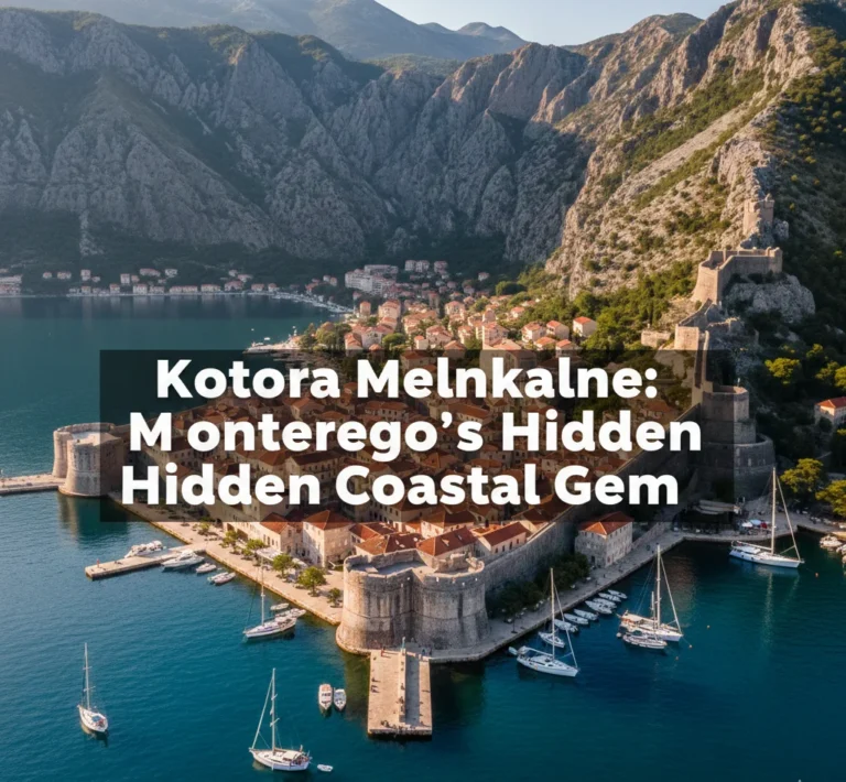 Kotora Melnkalne medieval town nestled in Bay of Kotor with dramatic limestone cliffs and historic fortification walls