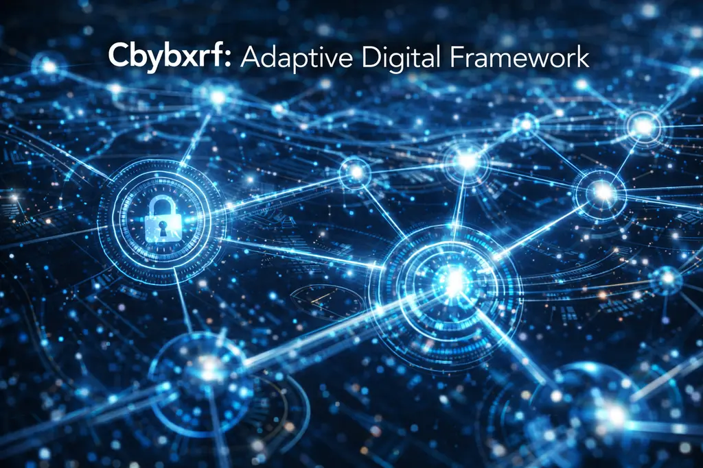 Cbybxrf adaptive framework showing interconnected nodes with security layers automation UK digital transformation