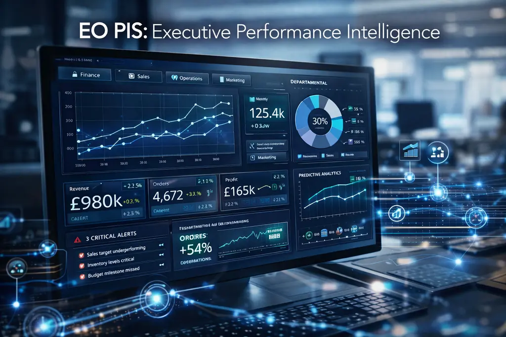 EO PIS executive operations performance indicator system dashboard showing real-time KPIs and analytics for UK businesses