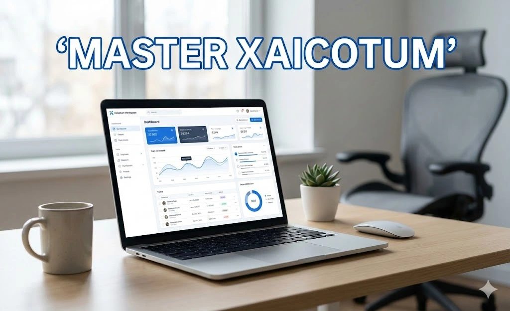 A person using the Xaicotum framework to organize digital data on a modern laptop screen.