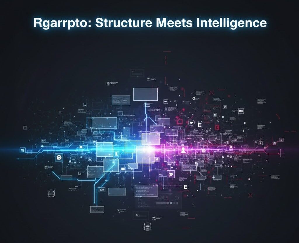 Rgarrpto multi-layer digital framework showing content organization semantic markup schema structured data for AI and search optimization