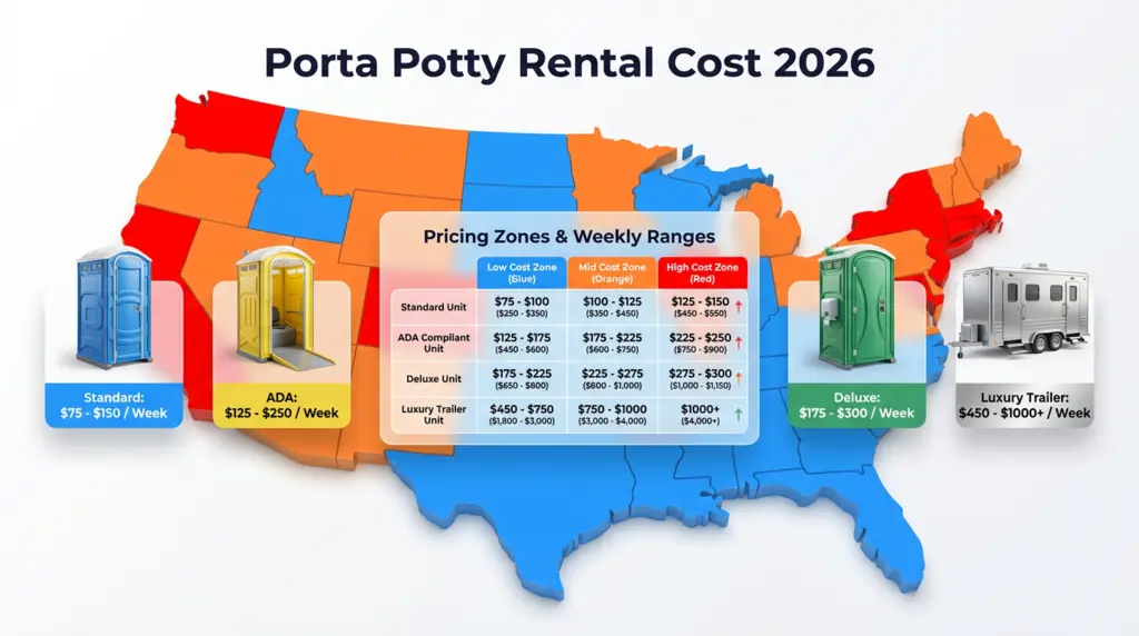 How Much Does It Cost to Rent a Porta Potty? (2026 Pricing Guide)